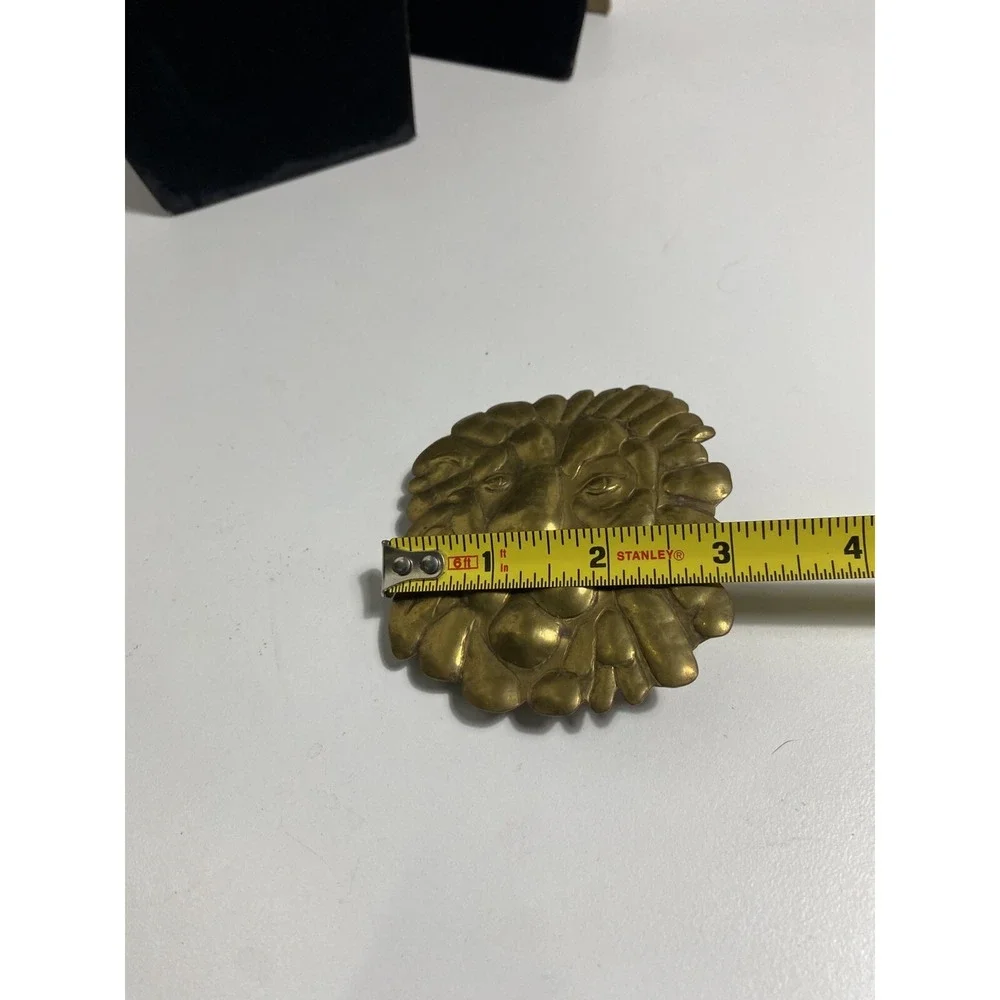 VTG 80's Studio handcraft brass belt buckle Art artesian's‎ one-of-a-kind Lion